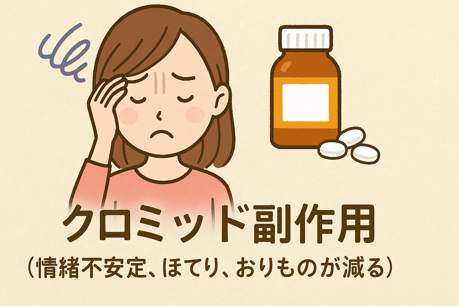 クロミッド副作用(情緒不安定、ほてり、おりものが減る)