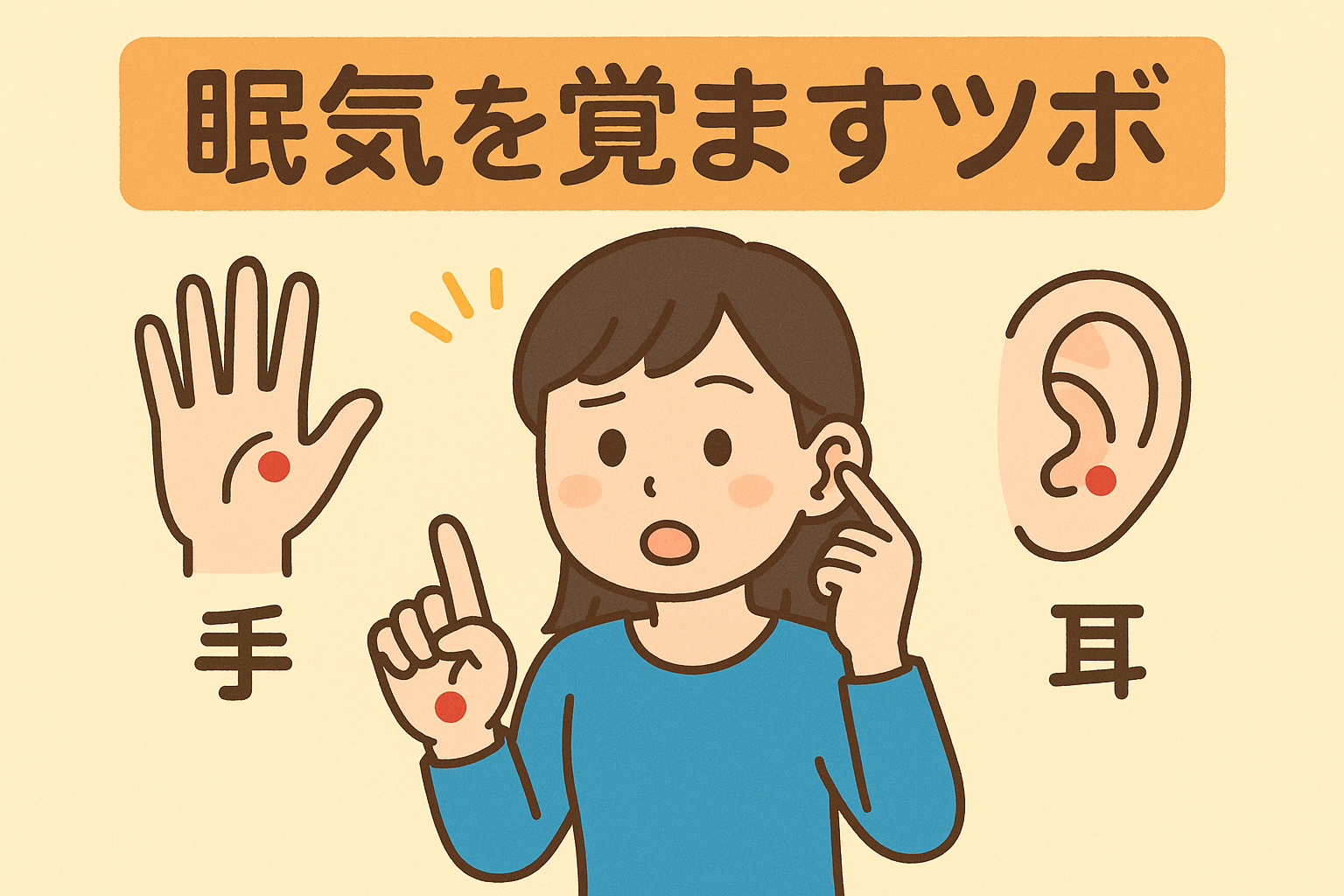 即効で眠気覚まし!!【眠気を覚ます】ツボ(手、耳)をご紹介!